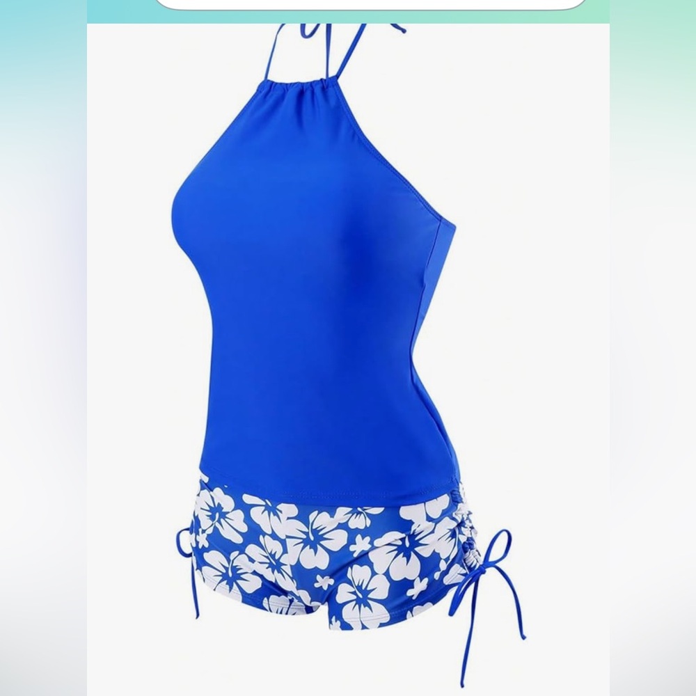 Sully Hux Swimsuit Swimwear Halter Tankini Boy Bottoms Size Small‎ - Picture 2 of 8
